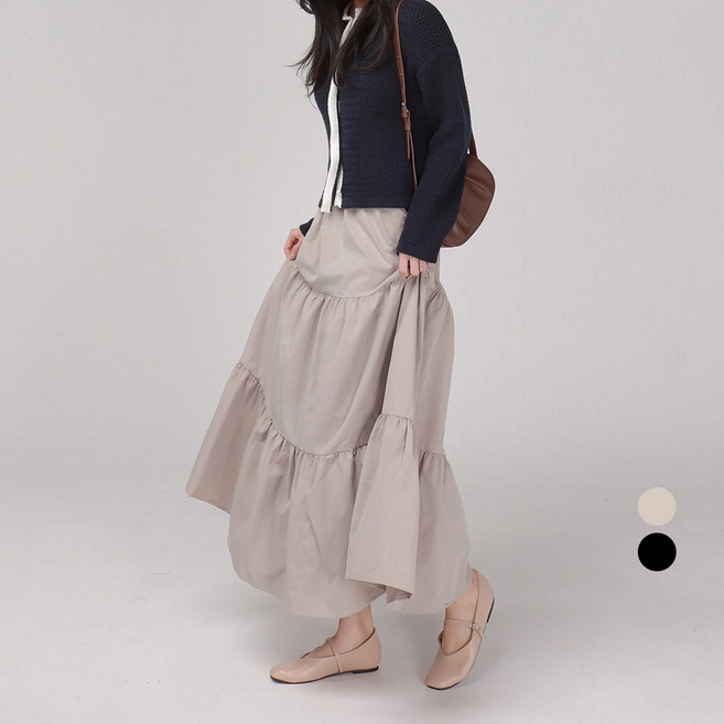 Cotton Closet 女款可愛A字蛋糕鬆緊長裙