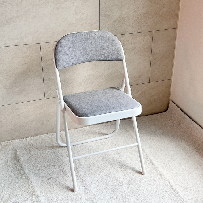 오브민 패브릭 쿠션 접이식 의자, 그레이, 1개