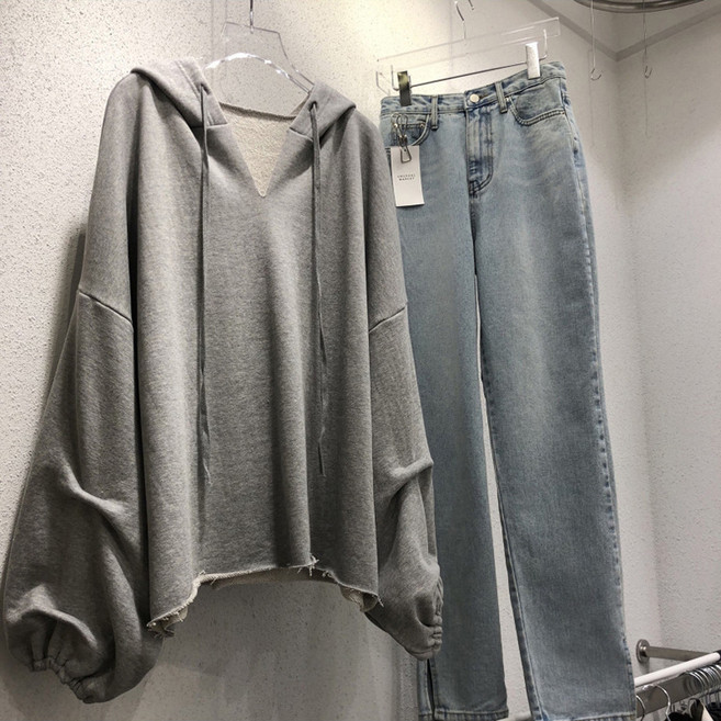 디멜디 여성용 브이넥 트임 미니멀감성 긴팔 티셔츠