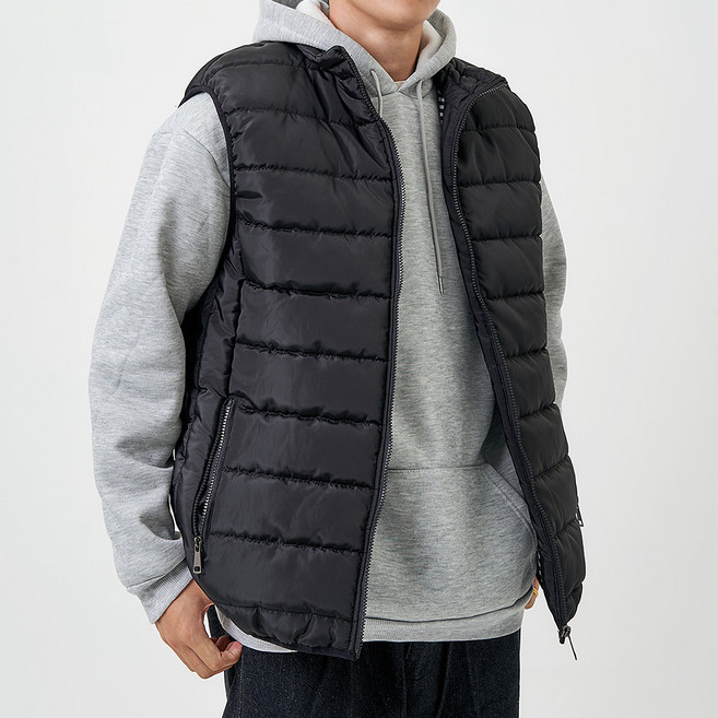 블랙101 남성용 체크원단 패딩 조끼 JN-29