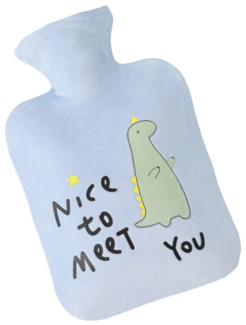 HOME GYM CLUB 居家健身 絨毛熱水袋 藍色恐龍 31.6 x 19.6cm 2L, 1個