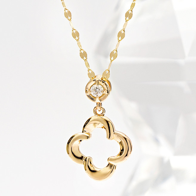 JuriEtte 14K/18K 女款 花朵蕾妮黃金項鍊 + 贈品戒指 + 購物袋