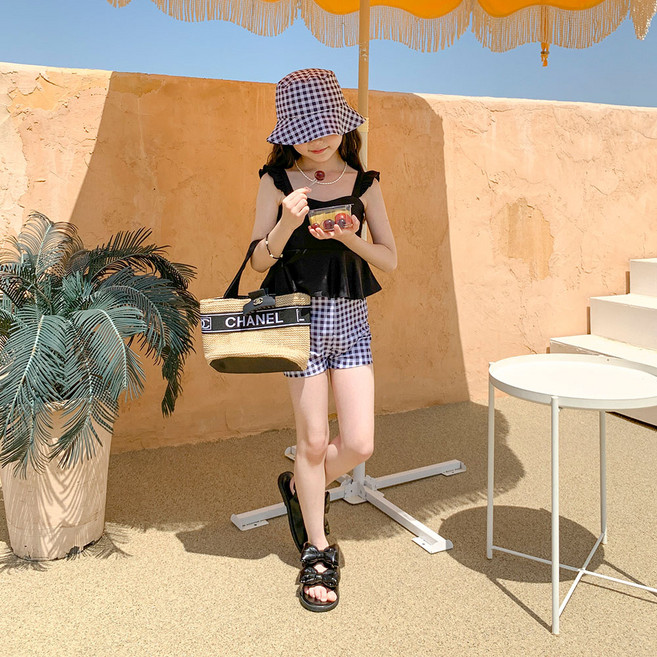 유잇 여아용 베리클로젯 프릴 체크 메이트 bikini 수영복 3종 세트