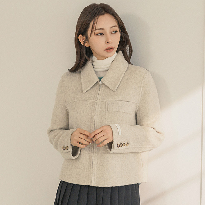 BURU N JUDY 女款開襟口袋短版大衣 BBQKHM001C