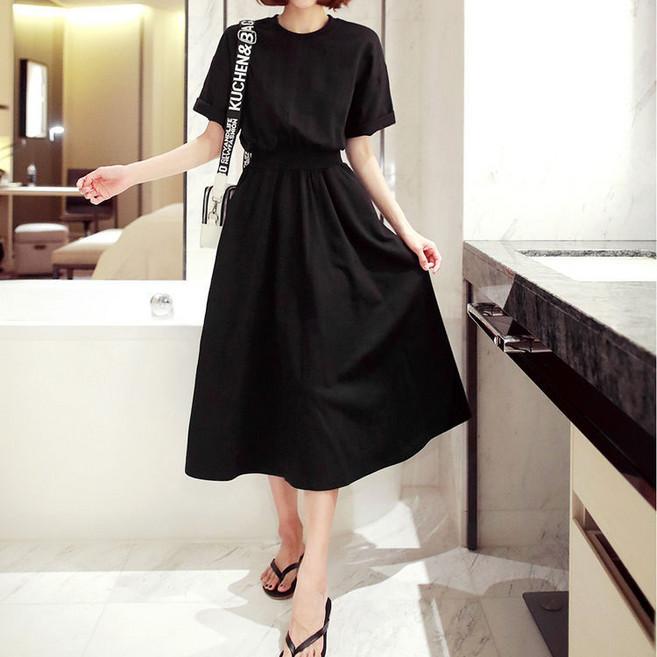 라라티나 여성용 엘러리 허리밴딩 데일리 반팔 원피스