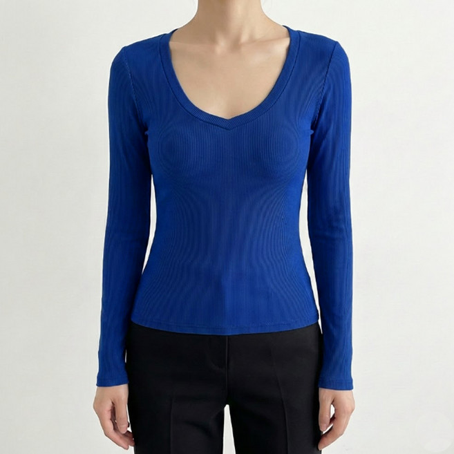 소니오 여성용 글램 딥브이넥 긴팔 니트