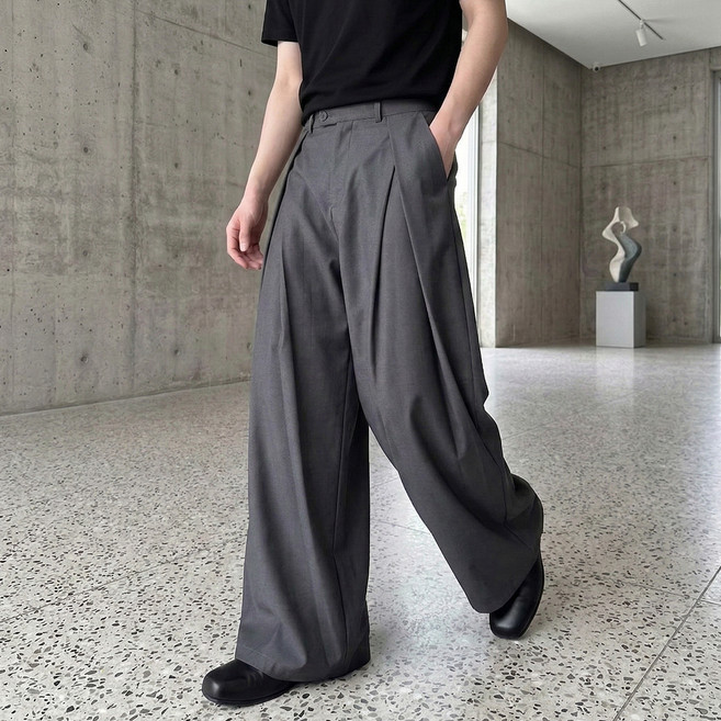 닷이프 남성용 A 드레이프 핀턱 와이드 슬랙스 D263-0417