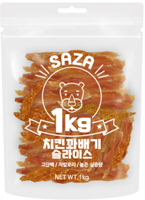 다이아몬드펫 사자 강아지 대용량 실속형 간식, 치킨꽈배기슬라이스, 1kg, 1개