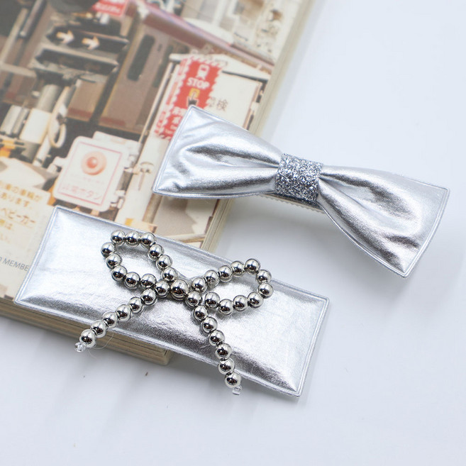 비단길 에일린 실버리본 집게핀 똑딱핀 2p 세트