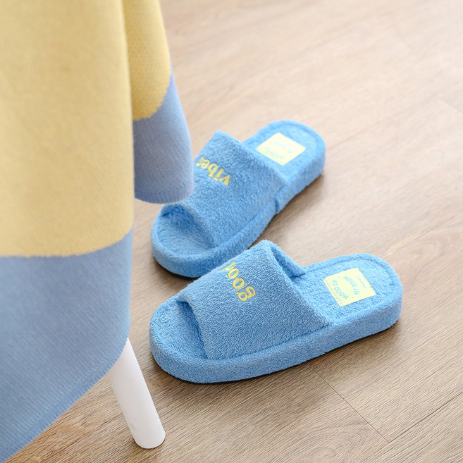 믹스앤매치 오픈토 테리 타올 룸슈즈 홈 실내화 슬리퍼, 딥블루, 1개