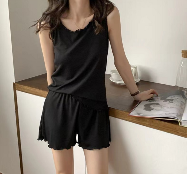 cofv 女性兩件式無袖睡衣上下套裝