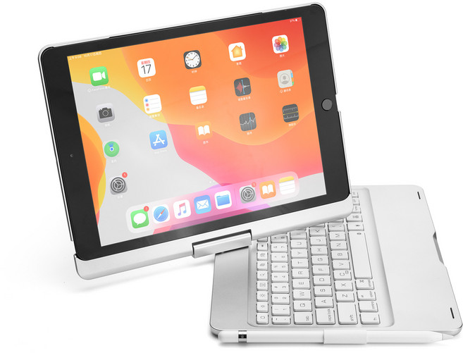 시즌템 아이패드전용 블루투스 한글 키보드 케이스, 실버