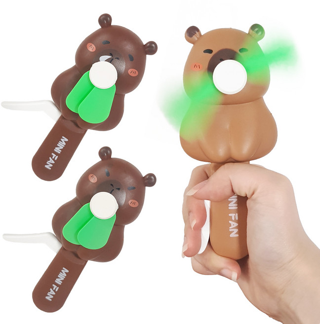아가플러스 카피바라 자가발전 핸드 선풍기 3종 세트, 1세트