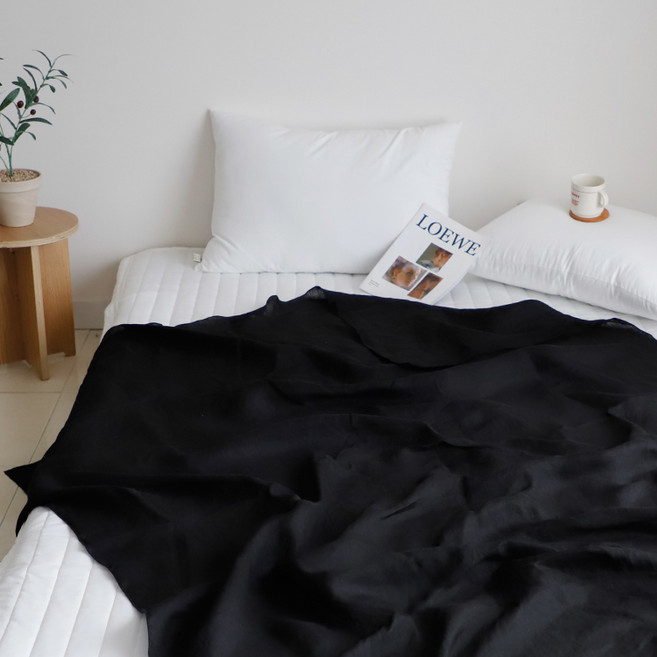 까사베르데 리프 린넨 홑이불, 블랙