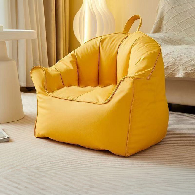 순잠 푹신한 가죽 빈백 미니 등받이 소파 좌식 의자, 옐로우