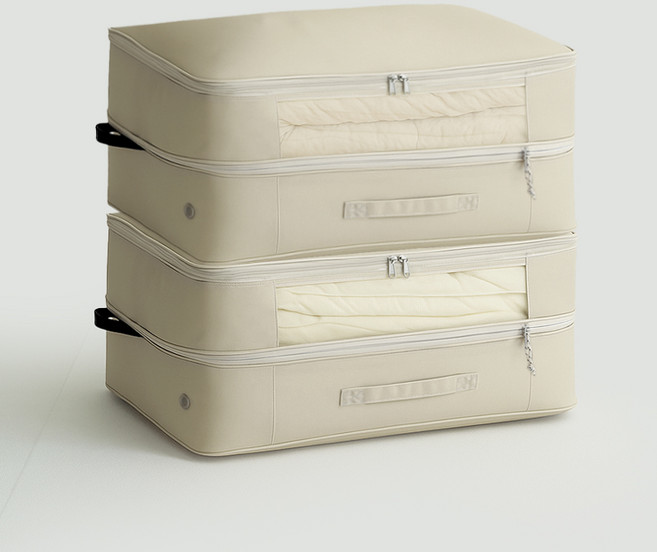 네이쳐리빙 에어다운 이불 정리함 압축파우치 샌드베이지, 2개, 1개입