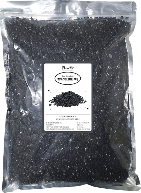 로라펫 컬러스톤 수조관 장식 자갈 3kg, 검정, 1개