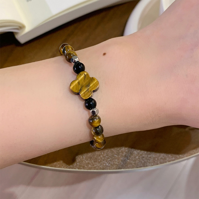 스타일플래닛 여성용 네잎크로버 행운 염주 팔찌 J349a-B