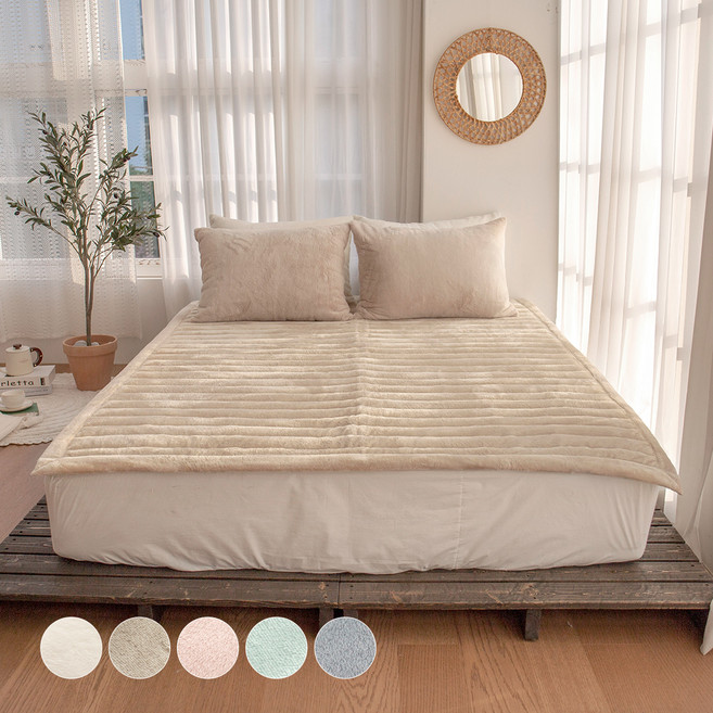 yesbedding 韓國製造 雪花 Premium 10mm 拉舍爾超細纖維床墊, 柔和米色