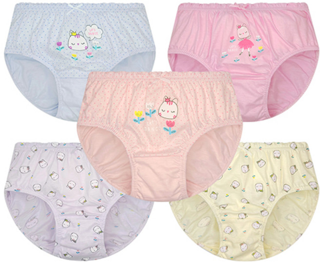 딩동댕키즈 여아용 순면 렛츠댄스 삼각 팬티 5종세트