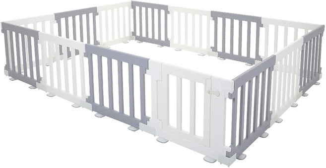 에듀플레이 우디 스퀘어 베이비룸 14P 문세트, 그레이 + 화이트, 1세트