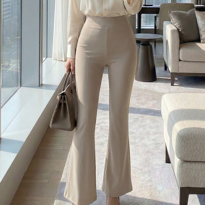 글램디브 여성용 켈롤스 부츠컷 밴딩 스판 슬랙스 AB0196