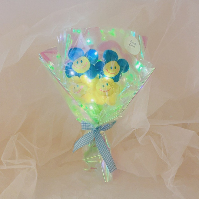 LOVELY FARM 極光LED微笑花束 M, 藍色, 1個