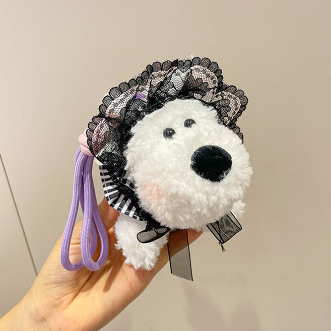 다다랜드 꾸멍친구들 강아지 인형 키링, 12cm, 레이스 블랙, 1개