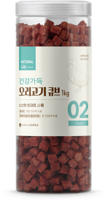 네츄럴랩 건강가득 큐브 강아지 간식, 오리고기, 1kg, 1개