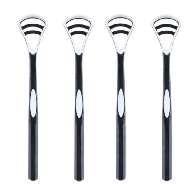 드위트리 럭셔리 실리콘 브러쉬 혀클리너 흑백, 4개