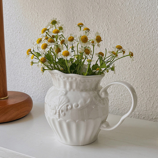 미르노아 베르사유 궁전 유럽풍 세라믹 화병 MMM3458, 화이트