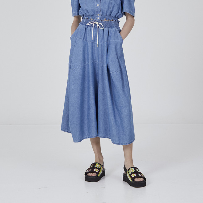 쥬시쥬디 여성용 통기성 J오버핏 스트링 텐셀 데님 팬츠 JXDP321K