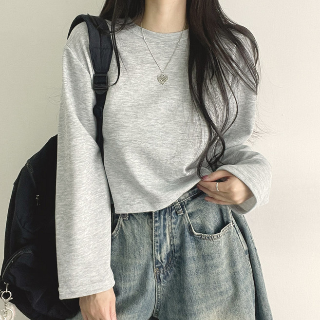 위드후이린 여성용 소프트 크롭 긴팔 티셔츠