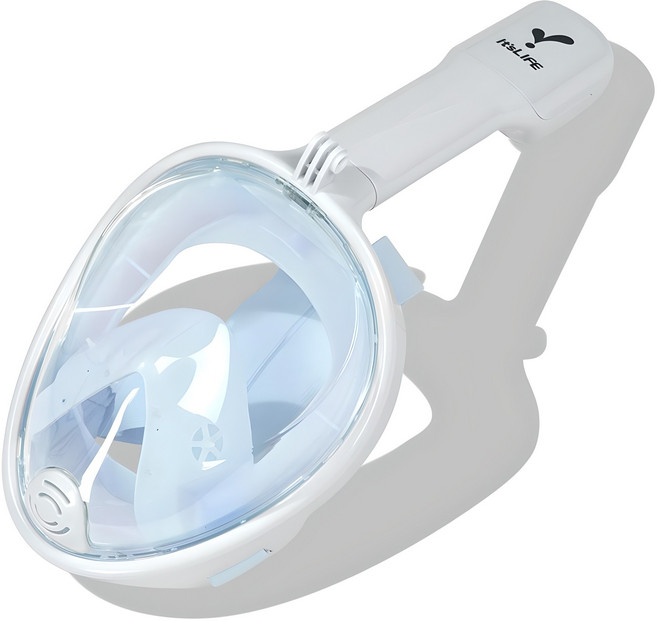 ITS LIFE 全臉式浮潛面罩 第二代 + 網狀收納袋 + 呼吸管, 淡藍色