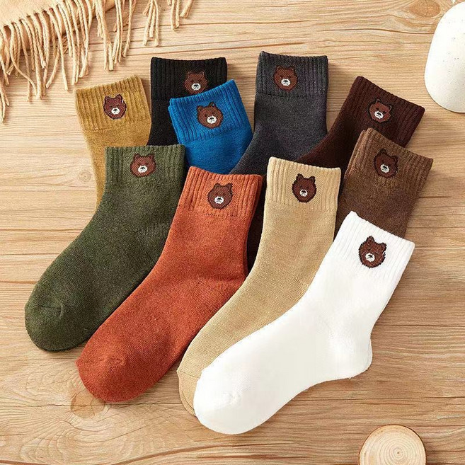 삭스판다 여성용 베어 컬러 니트 양말 10켤레 세트