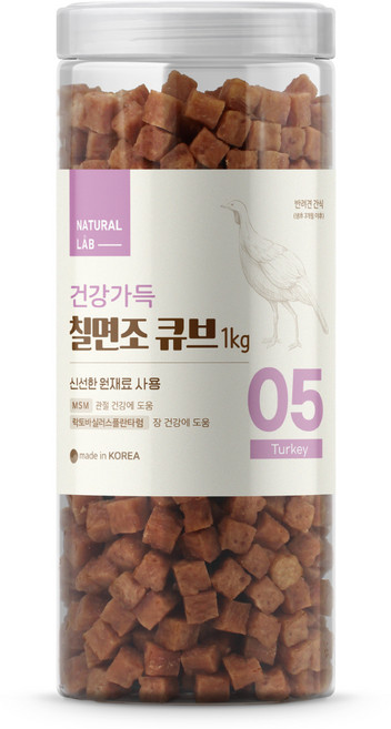 네츄럴랩 강아지 건강가득 큐브 져키, 칠면조, 1kg, 1개