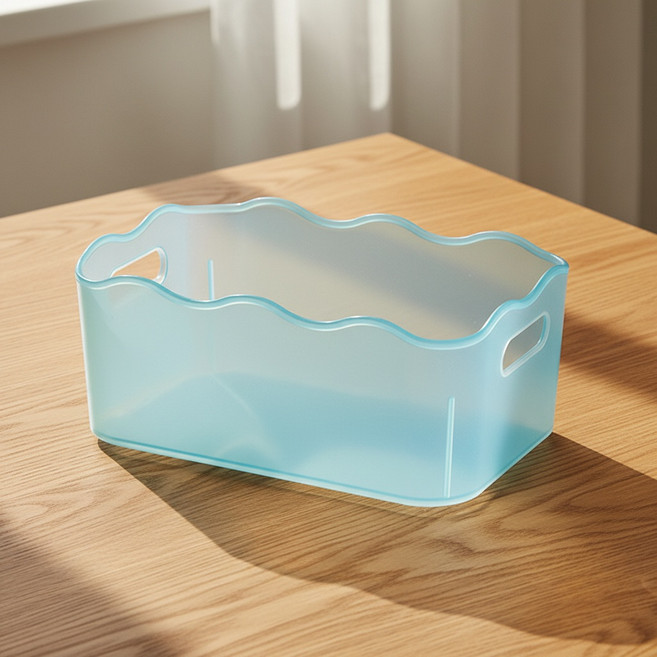 조인메이드 하우스 디자인 분리형 수납함 투명 바구니, 블루, 1개