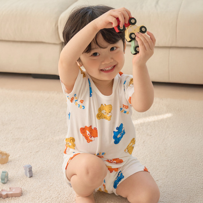 올로미미 컬러쉘 모달 스판 5부 실내복 상하의 세트