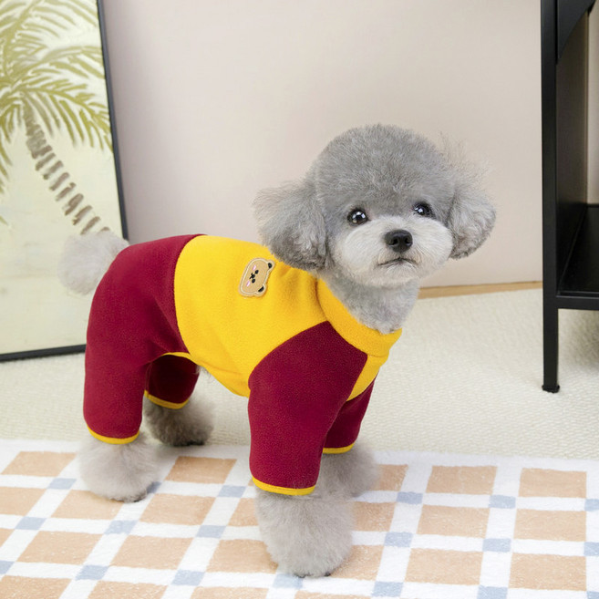 파스텔펫 반려동물 베어 극세사 올인원, 옐로우, 1개