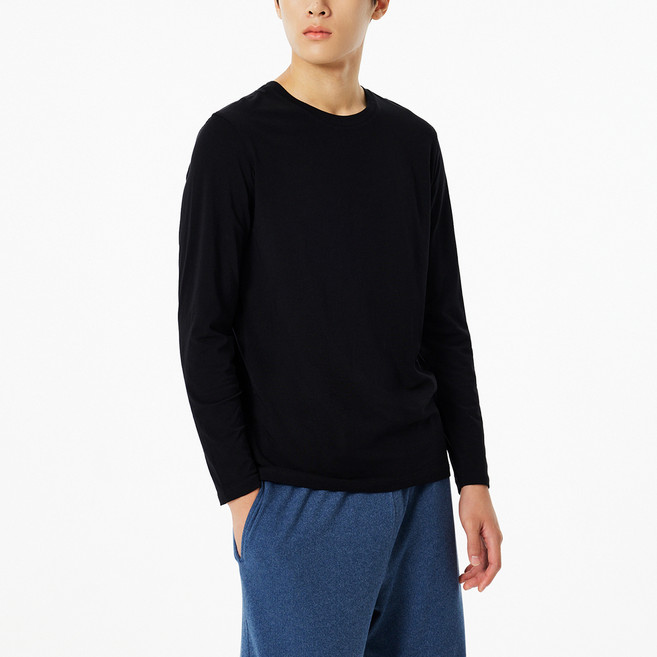 JAJU 남성용 온감 코튼 크루넥 티셔츠