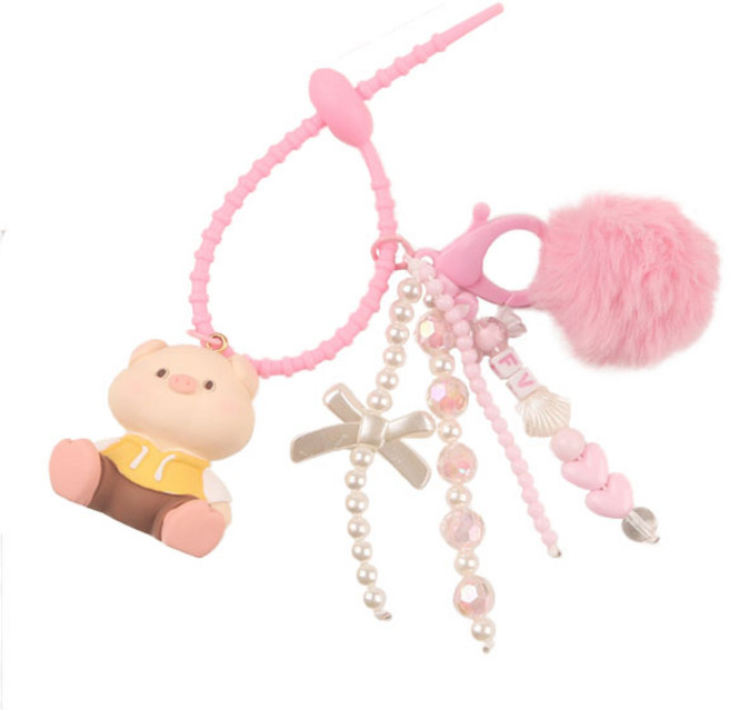 GIRING 파스텔 동물 인형 키링, 돼지, 1개