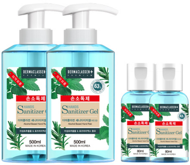 더마클라센 세니타이저겔 손소독제 500ml x 2p + 80ml x 2p 세트, 1개