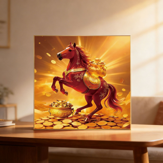 픽노아 2026 도약을 상징하는 붉은말 액자 디자인 6, 골드