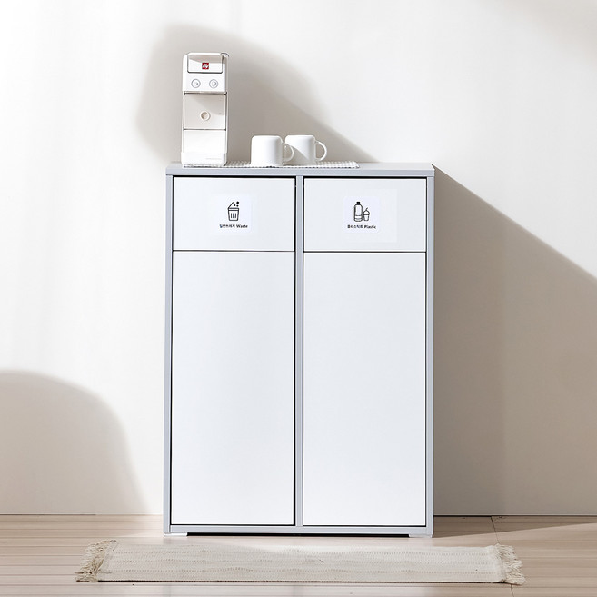 서울소호 클린 분리수거 슬림수납장 고객직접설치, 그레이, 2단