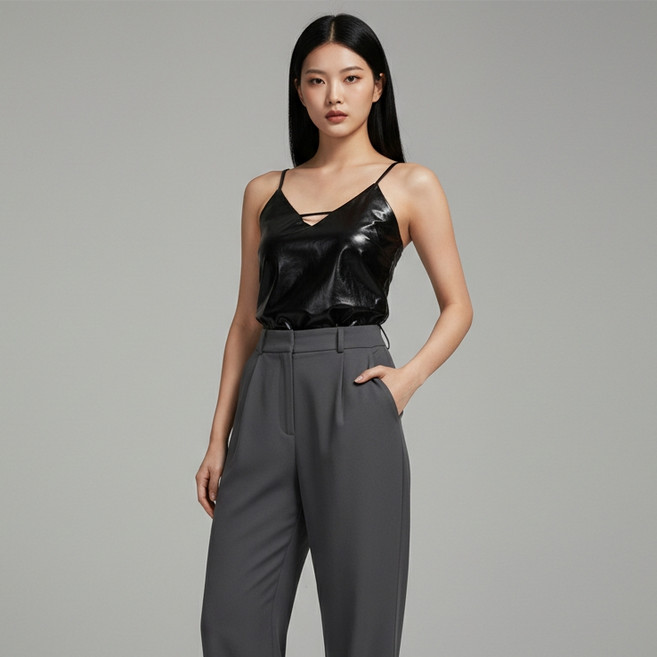 마켓피아 여성용 무대 댄스 뷔스티에 V넥 컷아웃 민소매