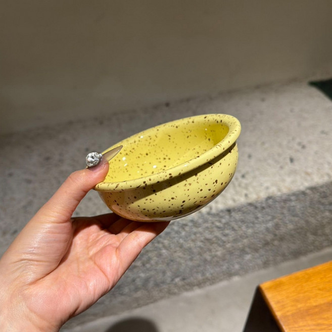 파라주니 레트로 스플래시 홈카페 감성 세라믹 디저트볼 S HJ1298, 옐로우 볼, 1개