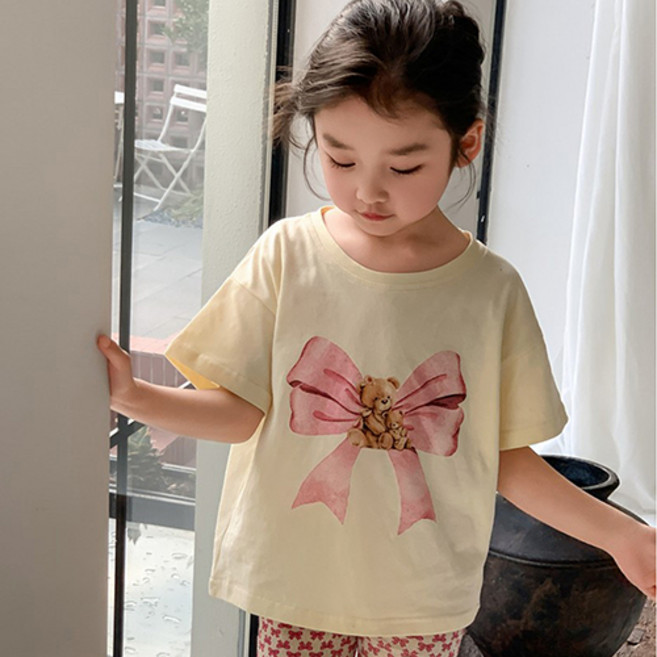 CONTIKIDS 女童透氣蝴蝶結小熊T恤