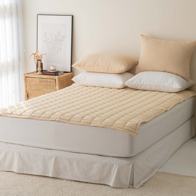 휴가드 진드기방지 마카롱 침대패드 밴딩고정형, 바닐라