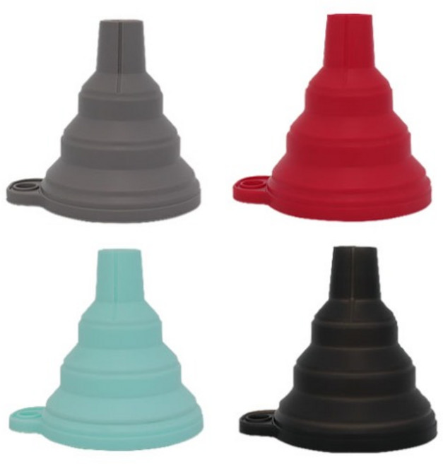 엔공구 케미컬 소분용 접이식 실리콘 깔때기 4종 세트, 그레이, 레드, 민트, 블랙, 1개