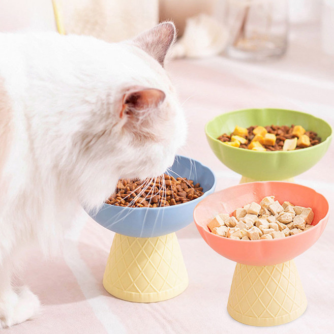 딩동펫 반려동물 아이스크림 콘 보울 식기, 핑크, 블루, 그린, 3개